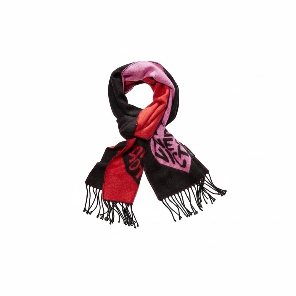 Victoria's Secret Winter Angel Collection "LOVE" Scarf 83"x12"  Black / Red‎ New